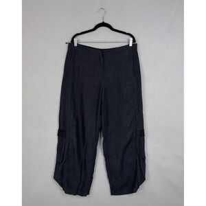 Annette Görtz Pants Womens 42/12 Black Linen Cargo Wide Leg Avant Garde Trousers